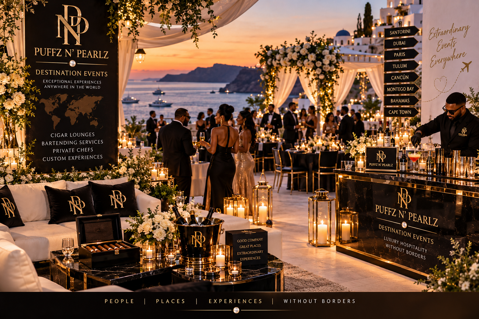 Puffz N' Pearlz destination event with elegantly dressed international guests
