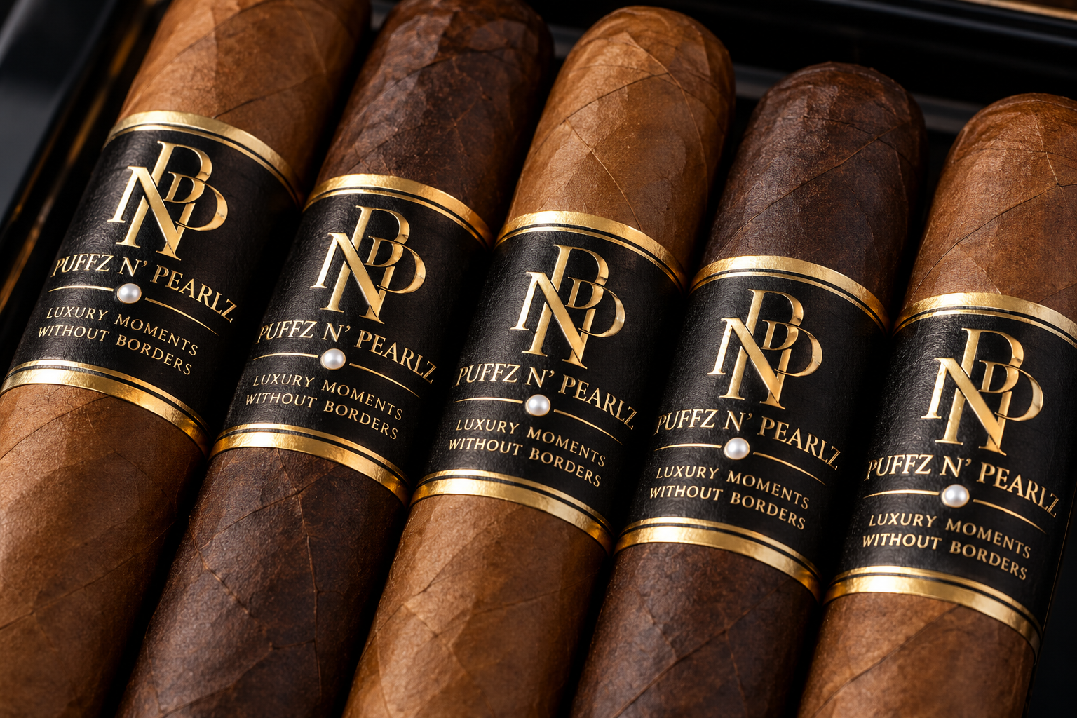 Personalized Puffz N' Pearlz gold monogram cigar bands